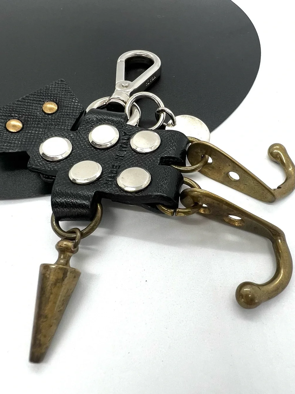 Prada Edward Robot Trick Black Saffiano Leather Keychain Bag Charm